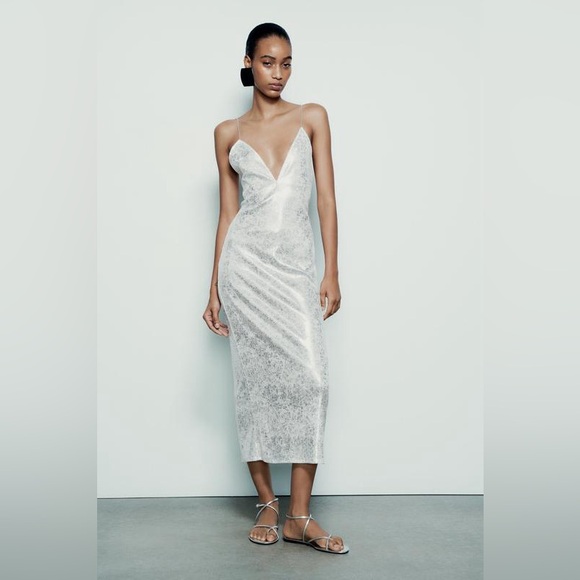 ZARA ~ SEQUINED MIDI DRESS - Picture 11 of 13